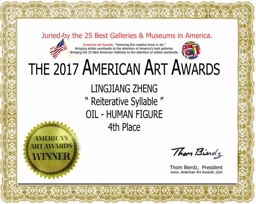 American Art Awards · Oil – Human Figure · 4th Place · Reiterative Syllable.