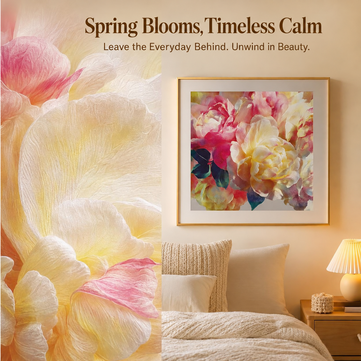 Spring Blooms, Timeless Calm — floral metal art print and texture detail
